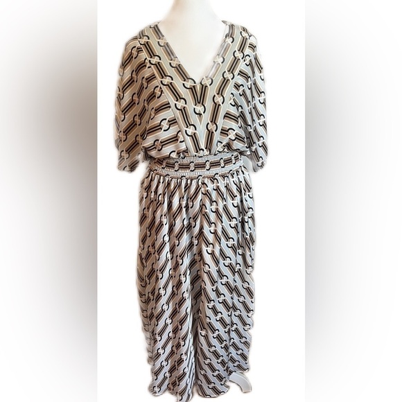 Ann Taylor Dress Size Medium Maxi Dress Blue and Tan - Picture 1 of 7